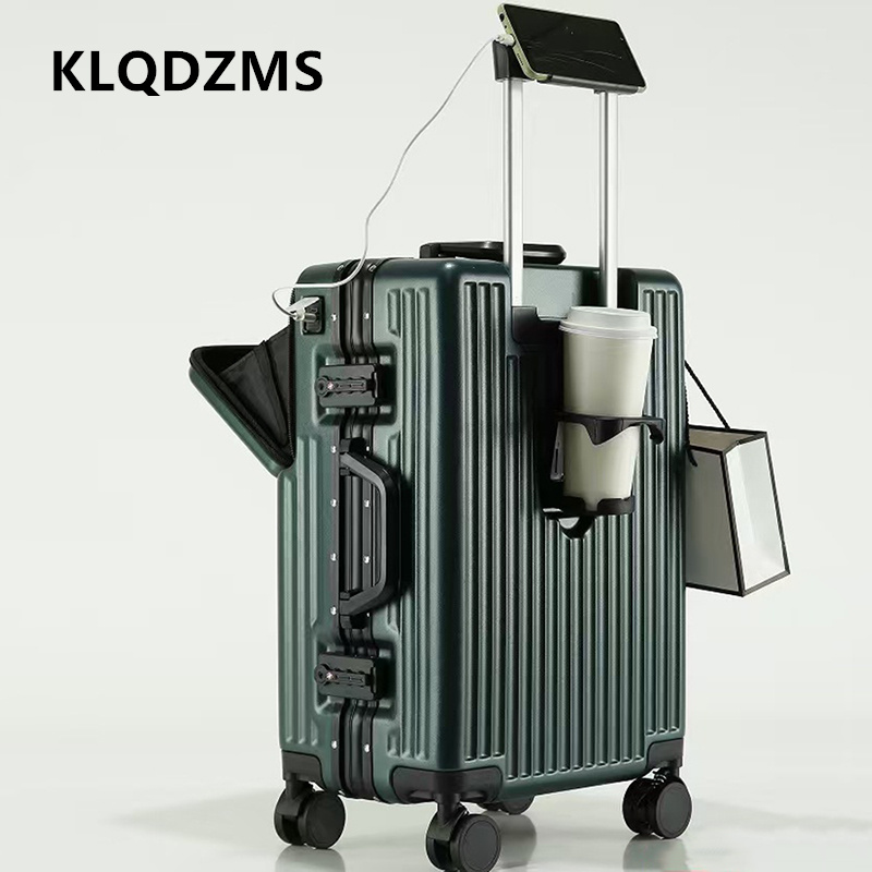 Front Opening Laptop Luggage 24 Inch - KLQDZMS Multifunctional Suitcase Front Opening Boarding