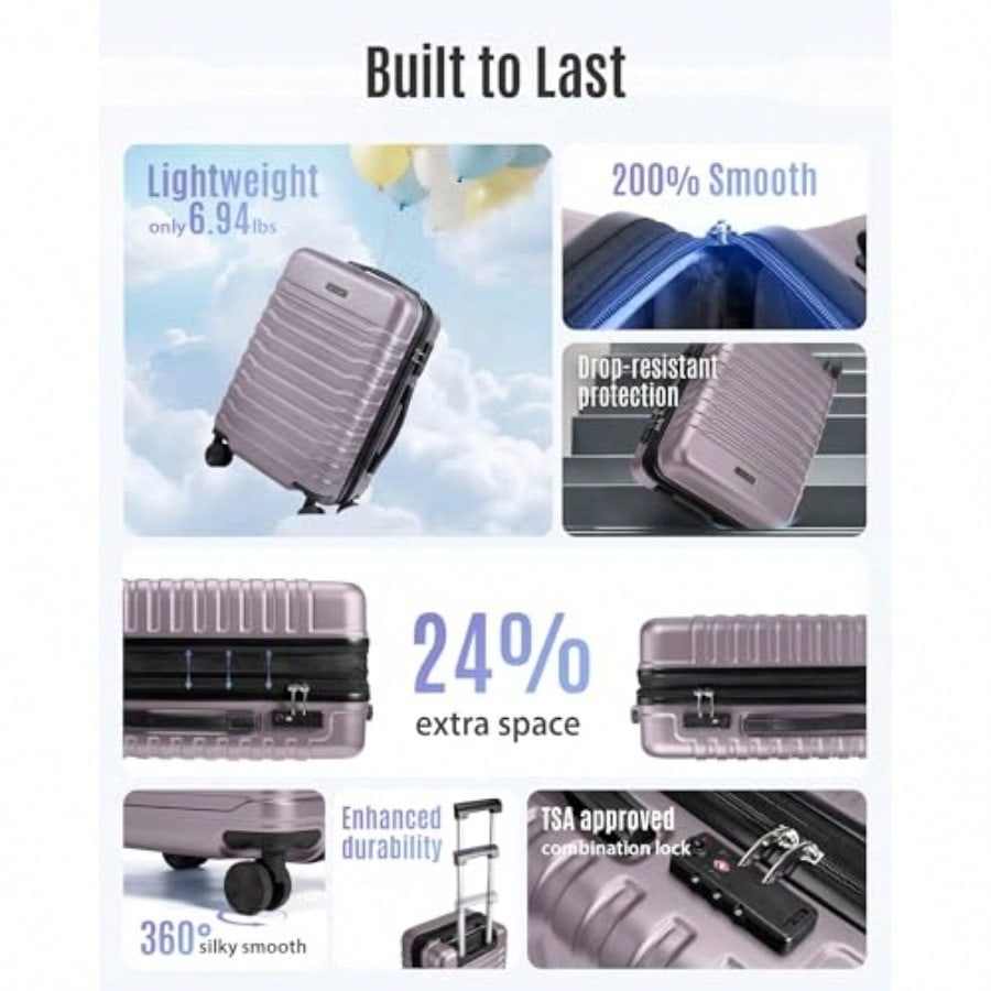 Expandable Carry On Lage 22x14 - огляд і ціна Spinner Wheel Rolling Suitcase 20 Inch