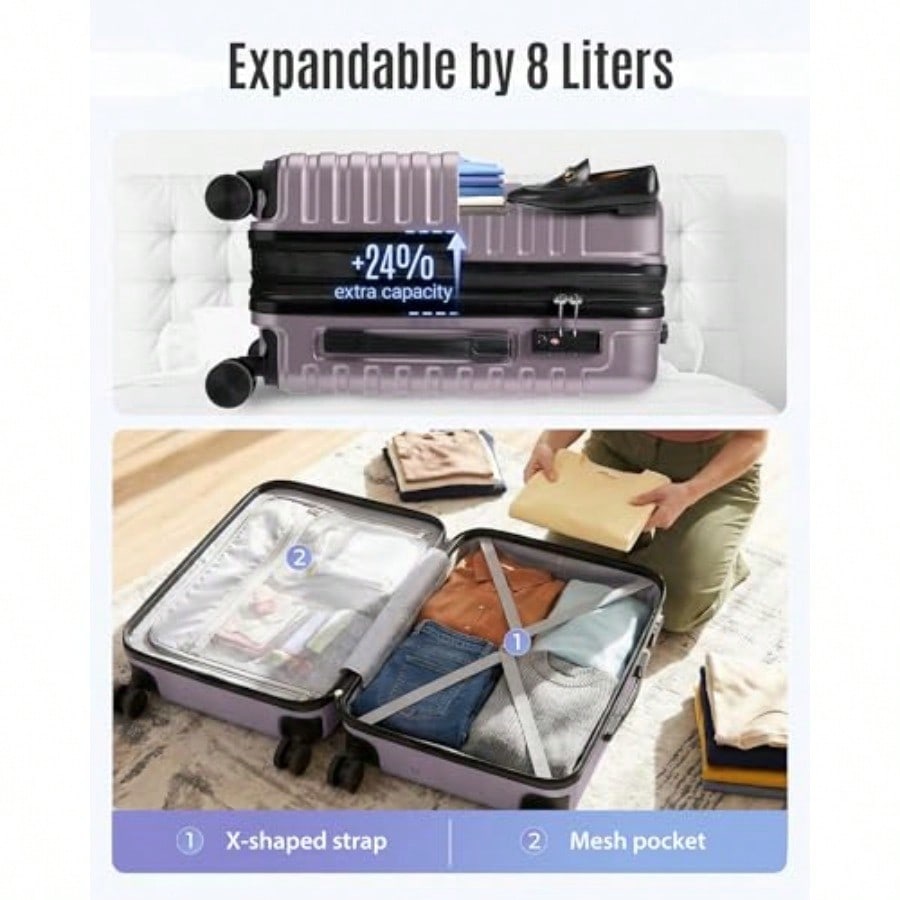Expandable Carry On Lage 22x14 - огляд і ціна Spinner Wheel Rolling Suitcase 20 Inch