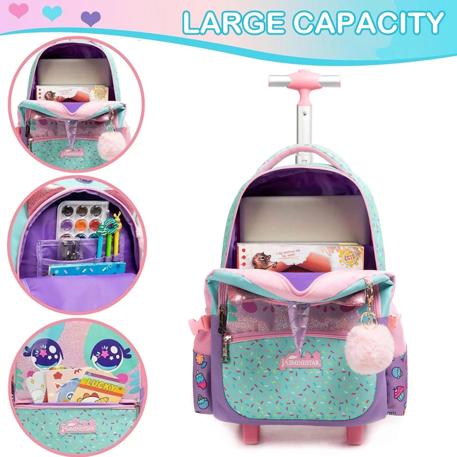 3PCS Cute Rolling Backpack for - огляд і ціна Foldable Rolling Luggage Bag
