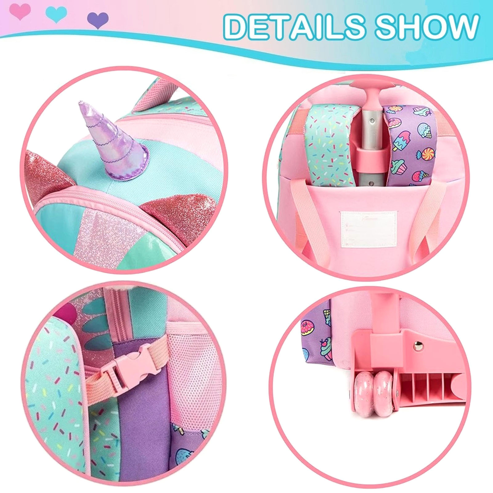 3PCS Cute Rolling Backpack for - огляд і ціна Foldable Rolling Luggage Bag